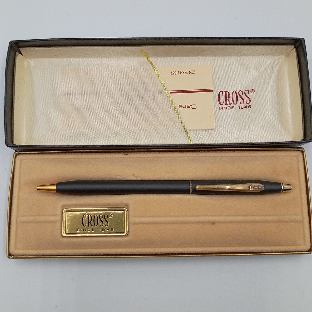Cross Classic Century Black Satin Gold Ballpoint Pen 2502 w Box Working